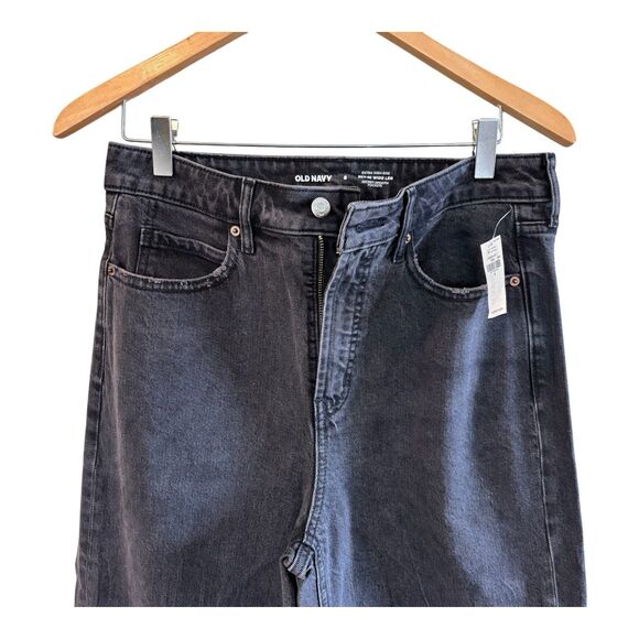 Old Navy Sky Hi Wide Leg Black Jeans 8 Extra High Rise New - Picture 2 of 9